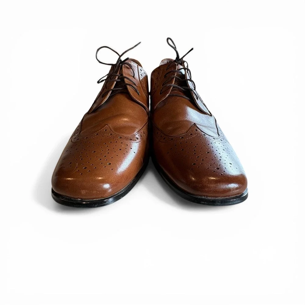Stacy Adams Wingtip Oxford‎ Dress Shoes Men's 11 Brown Leather Brogue Lace Up